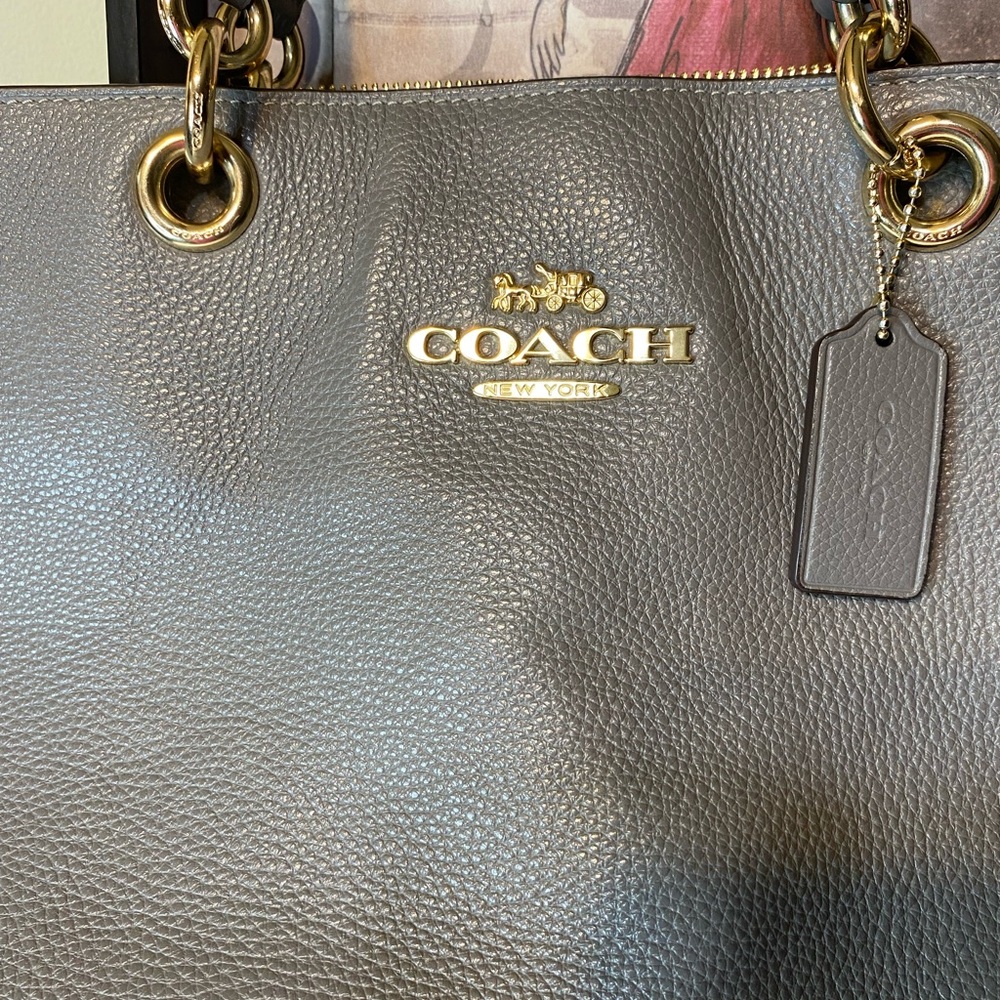 Coach Gray Leather Tote - Picture 3 of 11